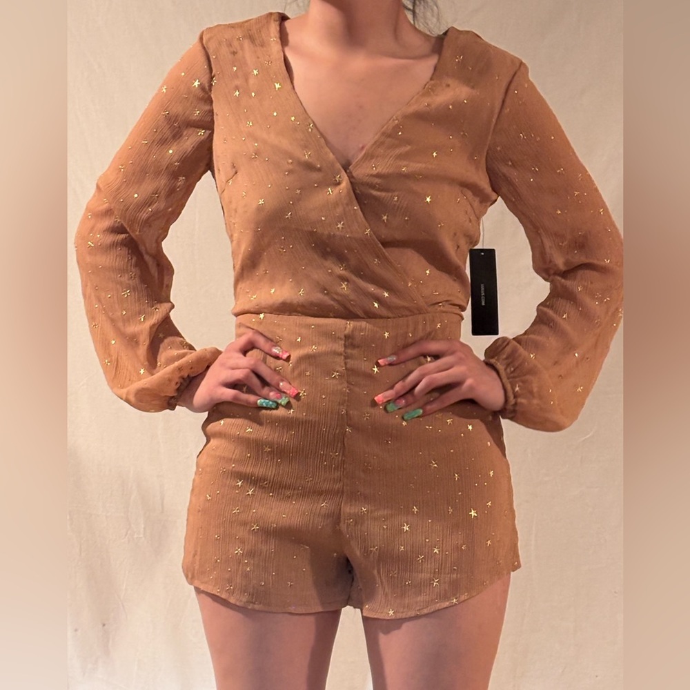 Lulu's Brown Star-Patterned Jumpsuit